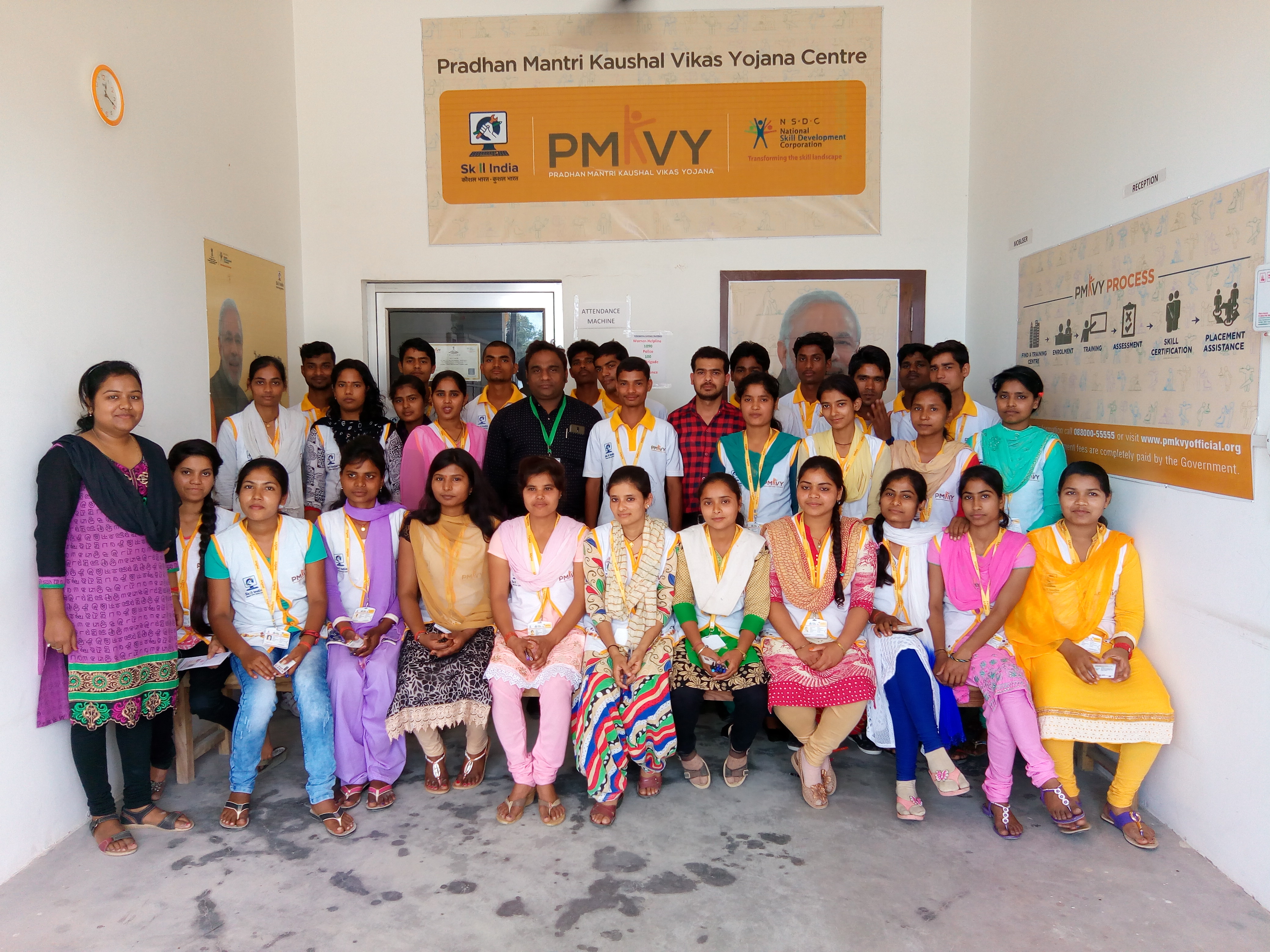 Glimpse of On-going Pradhan Mantri Kaushal Vikas Yojana (PMKVY) training & assessment at SUNAINA SAMRIDDHI FOUNDATION’s