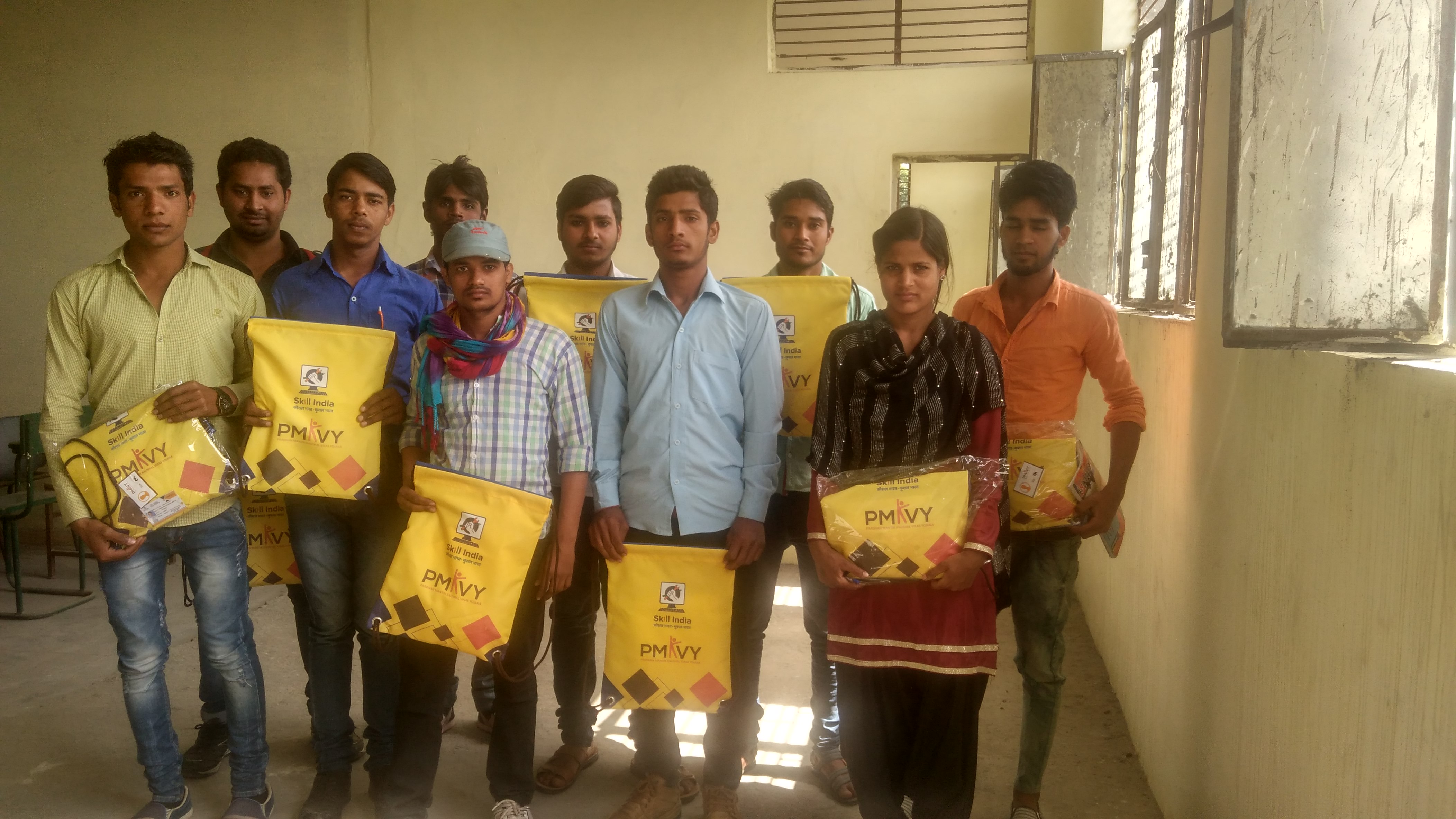Distribution of trainees Handbook, Bags, Diary &Id Card under PMKVY 2.0 at sunaina samriddhi foundation Bulandshahr Centre